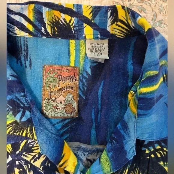 VTG 1990’s PINEAPPLE CONNECTION Hawaiian Beach Palm Trees Shirt Sz 2XB EUC - Picture 6 of 10